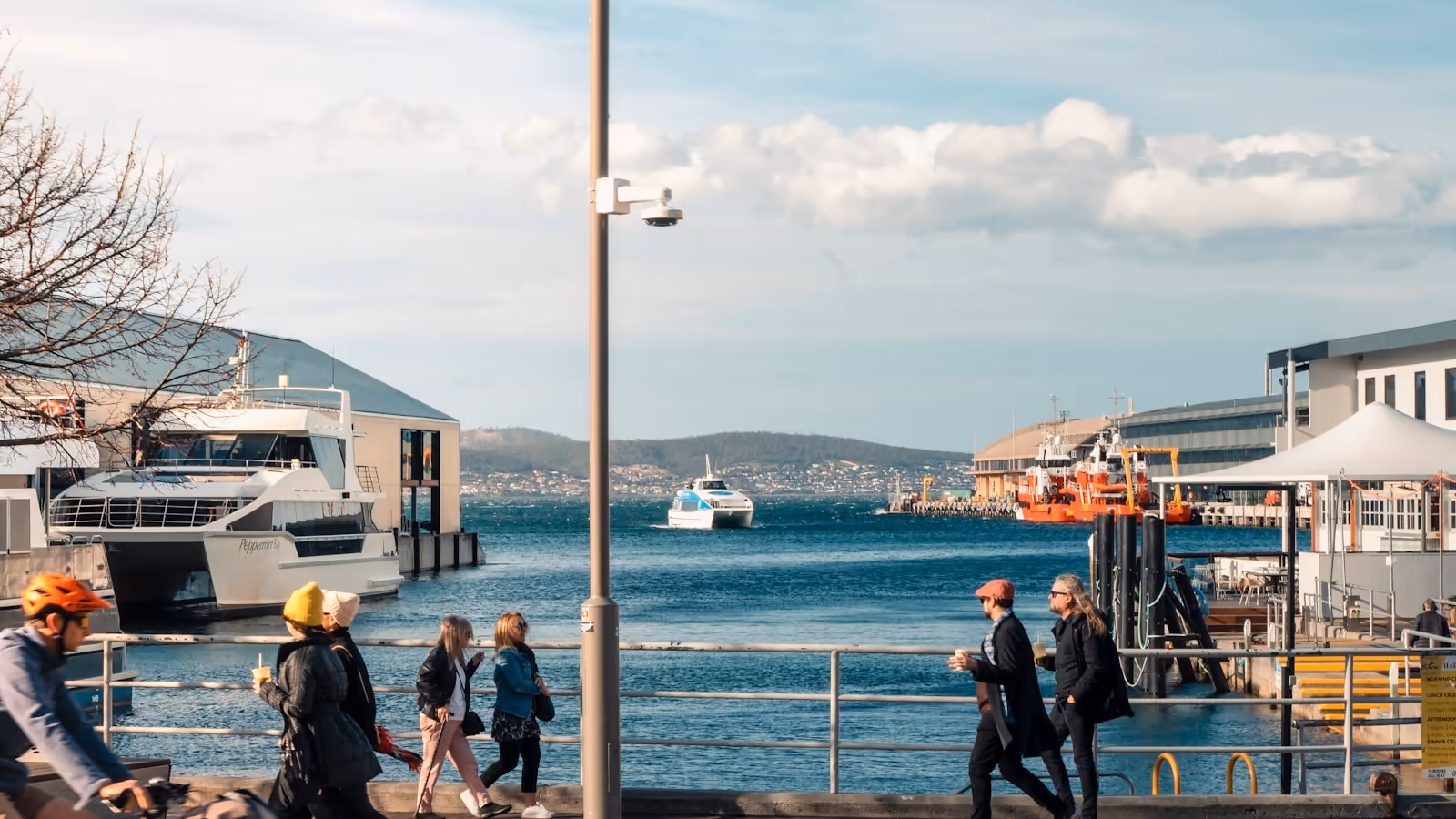 Historic Battery Point streetscape and Hobart waterfront