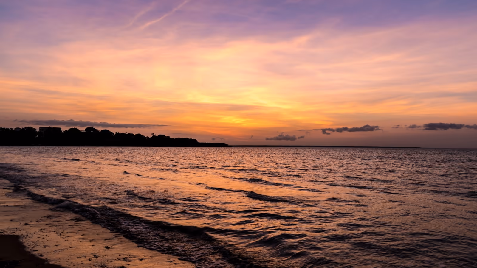 Darwin waterfront and harbour at sunset